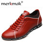 Merkmak Big Size 38-48 Men Casual Shoes Fashion Leather Shoes for Men Summer Men's Flat Shoes