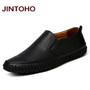 JINTOHO Big Size Men Genuine Leather Shoes Slip On Black Shoes Real Leather Loafers Mens Moccasins Shoes Italian Designer Shoes