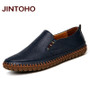 JINTOHO Big Size Men Genuine Leather Shoes Slip On Black Shoes Real Leather Loafers Mens Moccasins Shoes Italian Designer Shoes