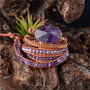 Handmade Leather Wrap Beaded Bracelet Boho Chic Jewelry
