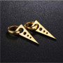 Mens Punk Hoop Clips Titanium Black Triangle Earrings Guys Jewelry