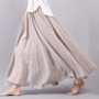 Women Linen Cotton Long Skirts Elastic Waist Pleated Maxi Skirts Beach Boho Vintage Summer Skirts Faldas Saia