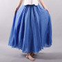 Women Linen Cotton Long Skirts Elastic Waist Pleated Maxi Skirts Beach Boho Vintage Summer Skirts Faldas Saia