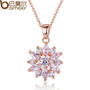 BAMOER  18K Real Gold Plated Flower Necklaces Pendants with  Cubic Zircon For Women Birthday Gift JIN024