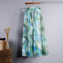 New Fashion Women's BOHO Elegant Florals Print Chiffon Long Skirt Ladies Slim High-Waist Elastic Waist Pleated Skirts SK15