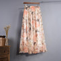 New Fashion Women's BOHO Elegant Florals Print Chiffon Long Skirt Ladies Slim High-Waist Elastic Waist Pleated Skirts SK15