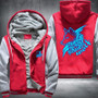 Wolf Printing Pattern Thicken Fleece Zipper Red Grey Hoodies Jacket