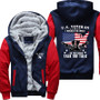 U.S. Veteran I walked the walk Printing Pattern Thicken Fleece Zipper Red Hoodies Jacket