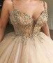 Gold Beading Tulle Ball Gown Princess Prom Dresses,PD00179