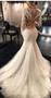 Luxury See Through Long Sleeve Sexy Mermaid Lace Tulle Wedding Dresses, WD0198