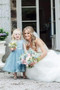 Blue Lace Top Tulle Flower Girl Dresses, Popular Cheap Junior Bridesmaid Dresses, FG045