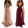 Sexy Burgundy Prom Dresses Long 2019 New Tulle A-line Sleeveless Halter Sequined Sparkle Women Fashion Evening Party Gowns