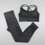 Seamless Yoga Set Sportswear Woman Gym Leggings Padded Push-up Strappy Sports Bra 2 Pcs Sports Suits