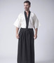Black Classic Japanese Samurai Clothing Men's Warrior Kimono With Obi Traditional