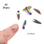 20 pcs Crystal AB Teardrop Nail Crystals Stones Drop Shape Flat Back Rhinestones For Glass 3D Nails Design Art Decorations