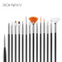 ROHWXY Nail Brush For Manicure Gel Brush For Nail Art 15Pcs/Set Ombre Brush For Gradient For Gel Nail Polish Painting Drawing