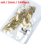 SS3-ss8 1440pcs Clear Crystal AB gold  3D Non HotFix FlatBack Nail Art Rhinestones Decorations Shoes And Dancing Decoration