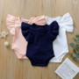Newborn Infant Baby Girl Boys Jumpsuit Ruffles Short Sleeve Solid Playsuit Summer Clothes Outfit