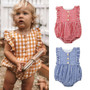 Newborn Infant Baby Girl Ruffle Plaid Romper Sleeveless Jumpsuit One Piece Outfits Sunsuit Toddler Girl Summer Clothes