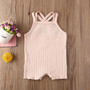 0-18M Newborn Baby Boy Girl Romper Sleeveless Solid Jumpsuits Sunsuit Summer Outfit Set Clothes 4 Colors