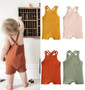 0-18M Newborn Baby Boy Girl Romper Sleeveless Solid Jumpsuits Sunsuit Summer Outfit Set Clothes 4 Colors