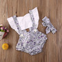 Pudcoco Newborn Baby Girl Clothes Polka Dot Print Flower Fly Sleeve Romper Jumpsuit Headband 2Pcs Outfits Sunsuit Summer Set