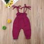 Newborn Baby Girl Clothes Off Shoulder Solid Color Strap Romper Jumpsuit Outfits Sunsuit