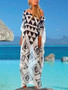 Chiffon black and white triangle positioning printed beach skirt oversized holiday skirt