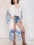 Chiffon White Sapphire Blue Printed Beach Skirt Loose Plus Size Holiday Cardigan