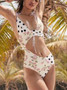 Sexy one-piece bikini flower wave point asymmetric cover belly swimsuit