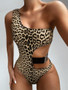 One-shoulder sexy leopard swimsuit bikini