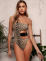 One-shoulder sexy leopard swimsuit bikini