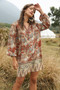 Bohemian V-neck print dress blouse