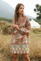 Bohemian V-neck print dress blouse