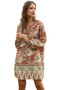 Bohemian V-neck print dress blouse