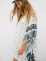 Bat sleeve long sleeve stitching loose V-neck printed sunscreen blouse