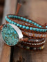 Bohemian Handmade Natural Stones Leather Wrap 5 Layer Bracelet
