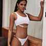 Solid color big chain sexy split swimsuit