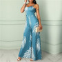 Spaghetti-Strap Floral Jumpsuit Sexy High Waist Jumpsuit