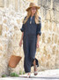 Solid Color Side Split Maxi Long Dress