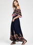 Women s Fashion Boho Floral off Shoulder Maxi Dress