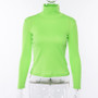 High Neck Long Sleeve Slim Solid Color Sweater