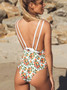 Sexy Openwork Solid Color Halter One Piece Swimsuit