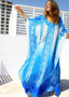 New Summer Cotton Print Beach Sunscreen Dress Long Skirt Bikini Blouse