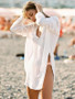 White Vacation Bikini Swimsuit Sun Protection Blouse