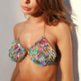 Open Back Color Leaves Hanging Neck Beach Bikini Top