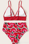 Watermelon Print Bikini Split Swimsuit