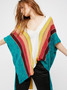 Rainbow Strips Loose Knitting Hollow Beach Blouses Bikinis