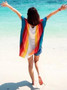 Rainbow Strips Loose Knitting Hollow Beach Blouses Bikinis