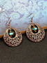 Fashion Vintage Alloy Openwork Round Flowers Turquoise Earrings